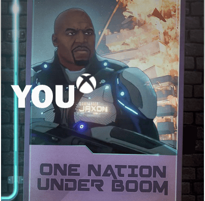 Emblem design for Madame FC depicting an M monogram in a circle with the words "Madame FC EST. 2003" inside on top of a background image of a soccer stadium.